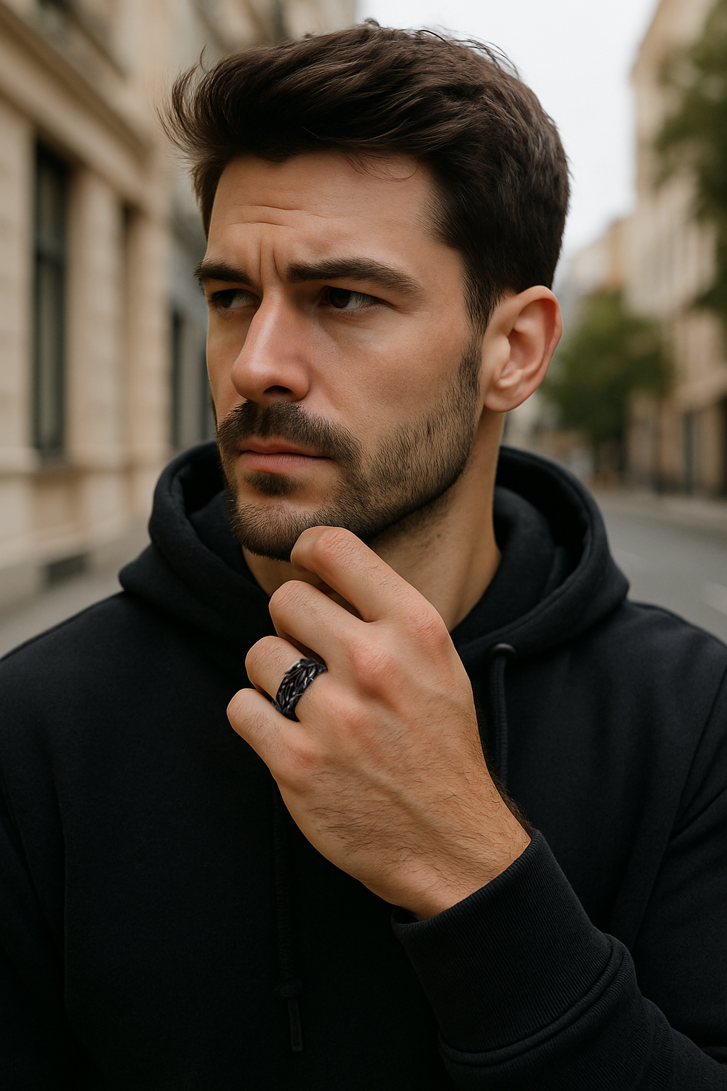 anello da uomo in acciaio con spighe